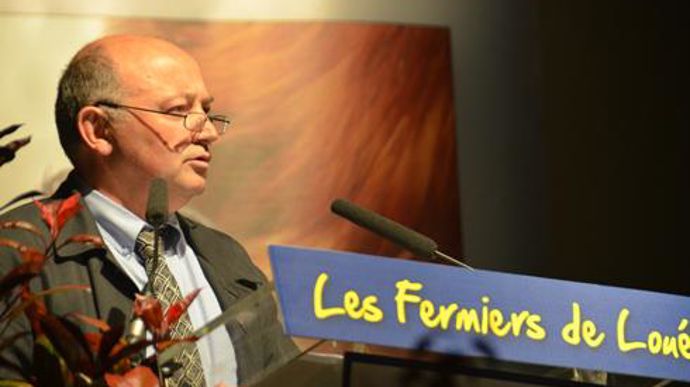 Alain Allinant, président de la coopérative des Fermiers de Loué, lors de l'assemblée générale, le 30 mai dernier. © YANNE BOLOH Alain Allinant, président de la coopérative des Fermiers de Loué, lors de l'assemblée générale, le 30 mai dernier. © YANNE BOLOH