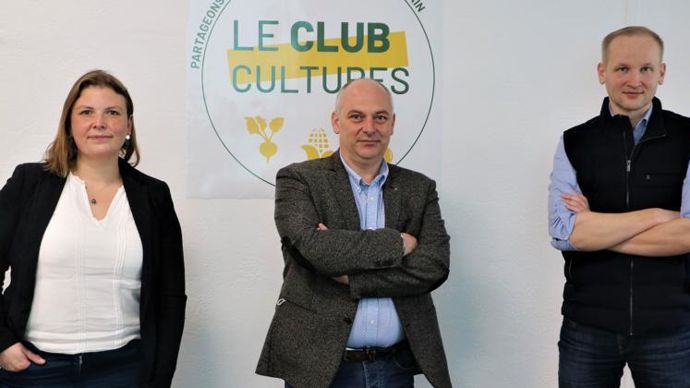 Hélène Merlin, responsable du service agronomique, Nicolas Debrabant, vice-président d’Unéal et Advitam, et Guillaume Boyet, directeur services, agronomie et innovation. © B. CAILLIEZ