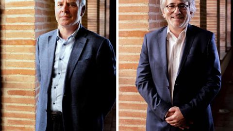 Après neuf ans à la direction d’Arterris, Jacques Logie (à g.) quitte le groupe et confie les rênes à Christian Reclus, le DGA, jusqu’à ce qu’un nouveau DG soit nommé. © ARTERRIS