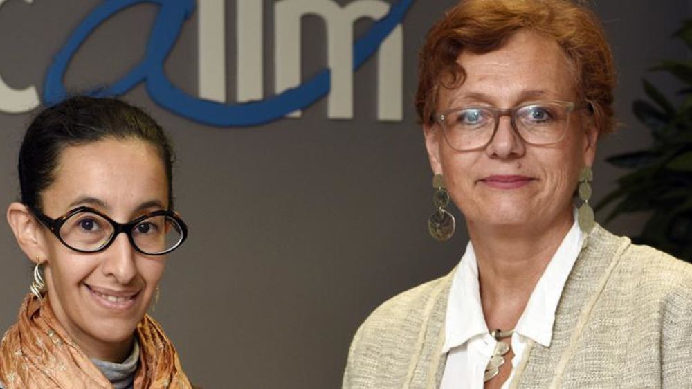 Anne Keravel (à dr.), chef de projet à la direction des études d’Ocapiat, et Ilham Bouyazza, directrice adjointe des affaires sociales à la Coopération agricole, évoquent une étude « à 360 °C » (photo prise en 2019). © C. FAIMALI