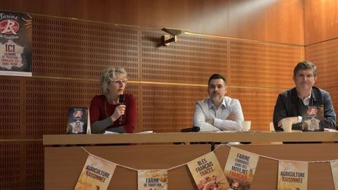 Catherine Peigney, vice-présidente de l’association PAQ (Produits alimentaires de qualité), Grégory Pailliette, maître artisan boulanger chez Maison Pailliette à Saint-Mandé (Val-de-Marne), et David Bourgeois, codirigeant des Moulins Bourgeois. © R. FOURREAUX