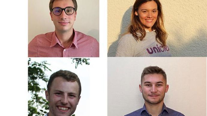 De gauche à droite et de haut en bas : Arthur Helle, Chloé Cazier, Jean Hillairet et Noé Yverneau, étudiants à l’institut UniLaSalle, partagent avec nous ce qui peut les faire vibrer dans l’approche d’une entreprise.