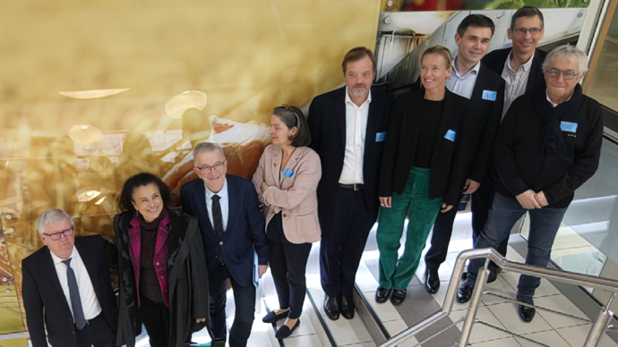 Jean-François Loiseau, président d'Axéréal (à g.), et Alexis Duval, président d'Intact (au centre), ont participé à une conférence de presse organisée par Intact en présence des acteurs économiques du territoire, lundi 16 janvier, à Olivet (Loiret).