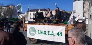 Entre 200 et 300 éleveurs étaient rassemblés devant la préfecture de Loire-Atlantique, ce 20 février 2023, pour demander le versement rapide des indemnisations relatives à la grippe aviaire. Entre 200 et 300 éleveurs étaient rassemblés devant la préfecture de Loire-Atlantique, ce 20 février 2023, pour demander le versement rapide des indemnisations relatives à la grippe aviaire.