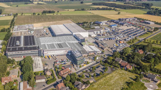 Vue aérienne du site de Granit Parts à Heeslingen en Basse-Saxe.