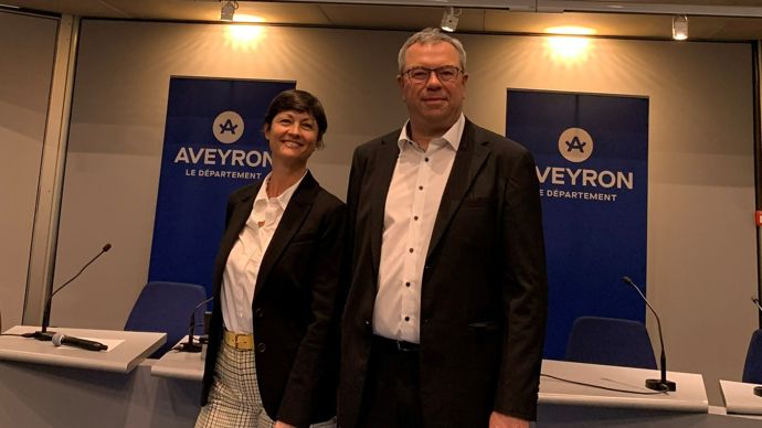 Julie Demay, déléguée générale du Dirca, et Christian Cordonnier, président du Dirca, lors de leur congrès national 2023 à Rodez en Aveyron.