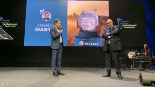 Frédéric Martin, président d''Axema jusqu'au 20 avril 2023 avec Stéphane Travert, ancien ministre de l'Agriculture et de l'Alimentation et député de la Manche.