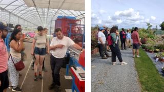 Entre conférences avec des spécialistes et visites sur le terrain, les candidats à la reconversion peuvent découvrir les métiers des productions horticoles et vente-fleuristerie. En photo : visite chez Horticulture Bernard Froger et Agripep'S.