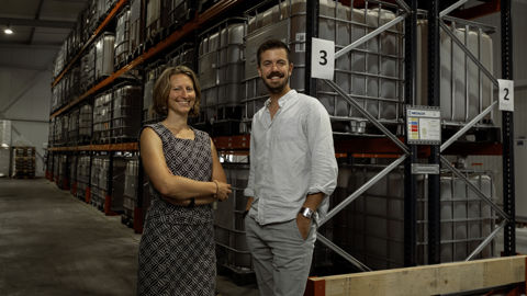 Alexandra Carpentier, directrice générale de Toopi Organics, et Michael Roes, président et co-fondateur de la start-up spécialisée dans les biostimulants urino-sourcés.