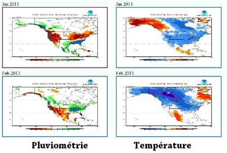 Prévisions météo pour janvier et février pour l’Amérique du Nord. Cliquer pour agrandir.