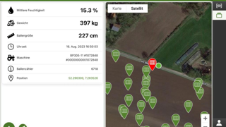 Chaque botte est enregistrée et géolocalisée. La position est visible depuis son smartphone sur une carte dans l'application SmartBale.
