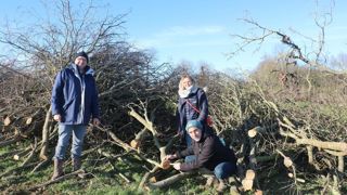 De gauche à droite : Denis Bertrand, agriculteur, Aurélie Lajoye, de la chambre d’agriculture, et Pierric Cordouan, du CBB 35, sur un chantier de bois élagué prêt à être broyé à La Nouaye, dans l'Ille-et-Vilaine. De gauche à droite : Denis Bertrand, agriculteur, Aurélie Lajoye, de la chambre d’agriculture, et Pierric Cordouan, du CBB 35, sur un chantier de bois élagué prêt à être broyé à La Nouaye, dans l'Ille-et-Vilaine.