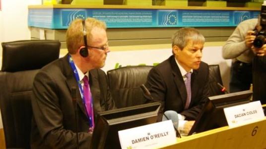 Dacian Ciolos, Commissaire européen à l'Agriculture, maître d'oeuvre de la réforme de la Pac. Il explique la réforme de la Pac aux journalistes de la presse agricole européenne.