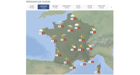 Prévision vendredi en France Prévision vendredi en France