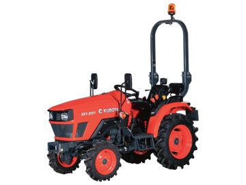Le tracteur EK1-221 à quatre roues motrices est proposé en version arceau. (©Kubota)