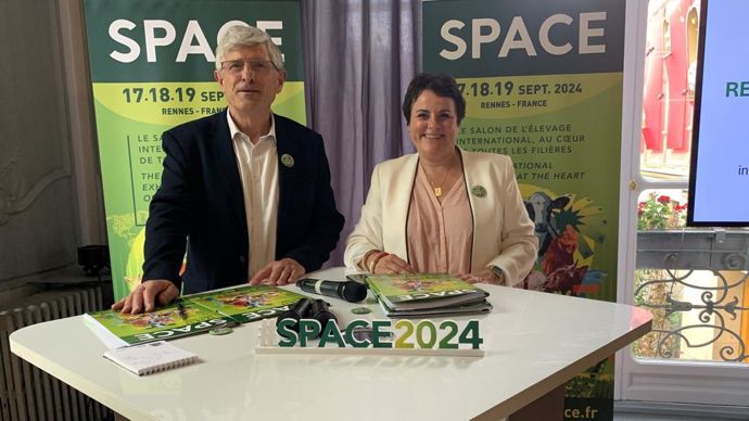 Génération élevage, inventons demain : c'est le thème de cette édition 2024 du Space, présenté par Marcel Denieul, président du salon et Anne-Marie Quéméner, commissaire générale du Space.
