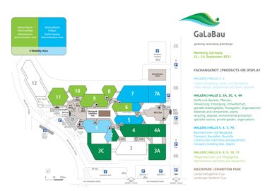 Le plan des halls et des surfaces ext&eacute;rieures (au 10 juin 2024).