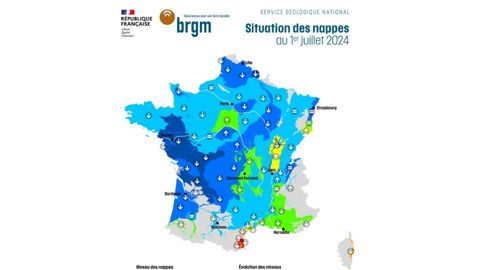 Etat des nappes phréatiques au 1er juillet 2024. Etat des nappes phréatiques au 1er juillet 2024.