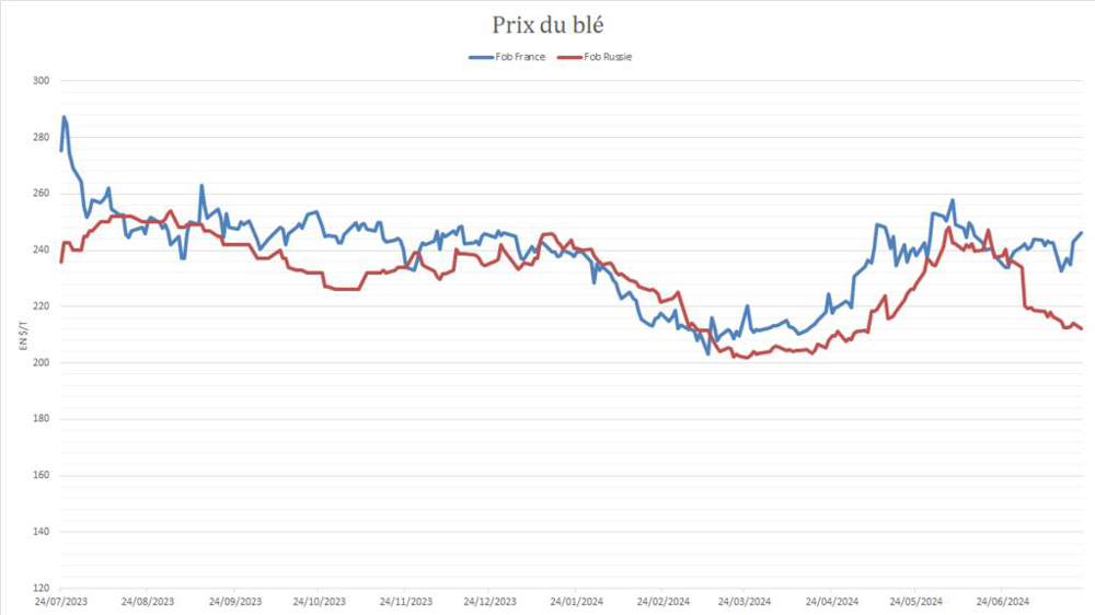 Le blé français renchérit pendant le blé russe gagne en compétitivité.
