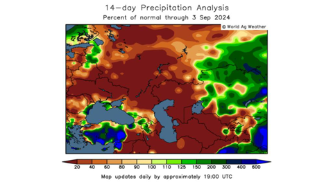 La Russie accuse un manque de pluies.