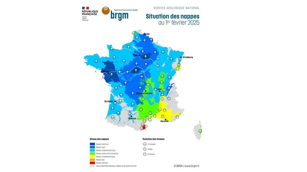 Situation des nappes au 1er février 2025.