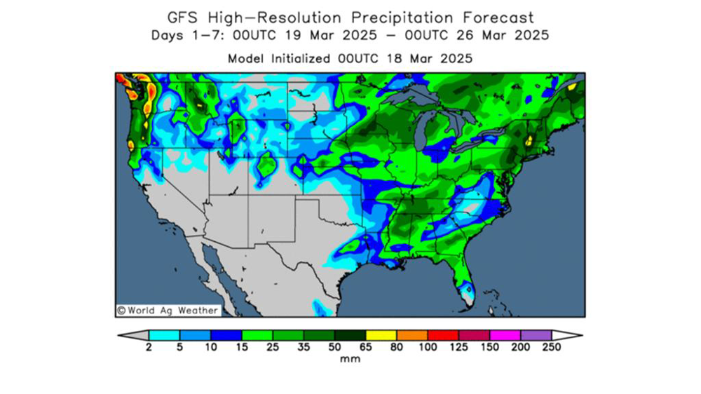 Les cartes météo n'annoncent pas de pluies dans le Midwest.