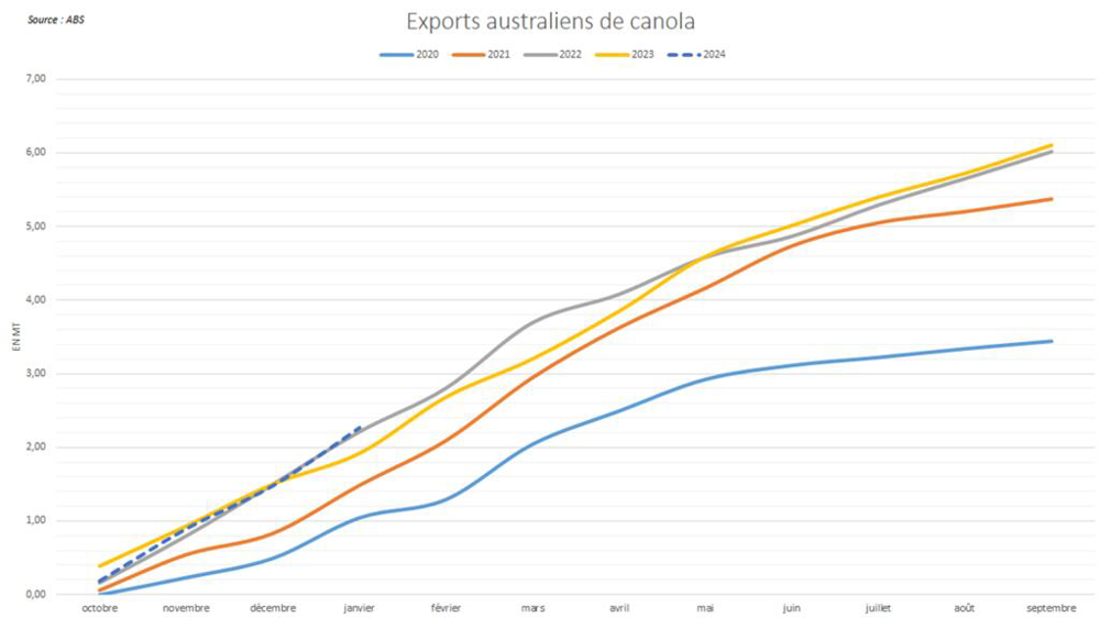 Les exportations australiennes de canola conservent un rythme record. Les exportations australiennes de canola conservent un rythme record.