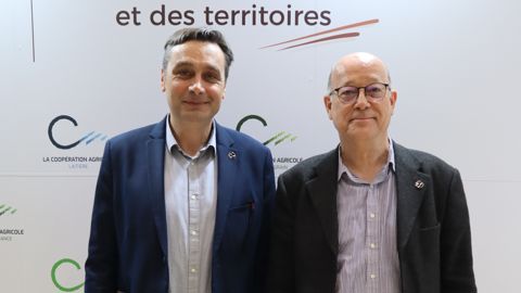 Christophe Devos, président de La Coopération agricole Auvergne-Rhône-Alpes, et Jean de Balathier, directeur.