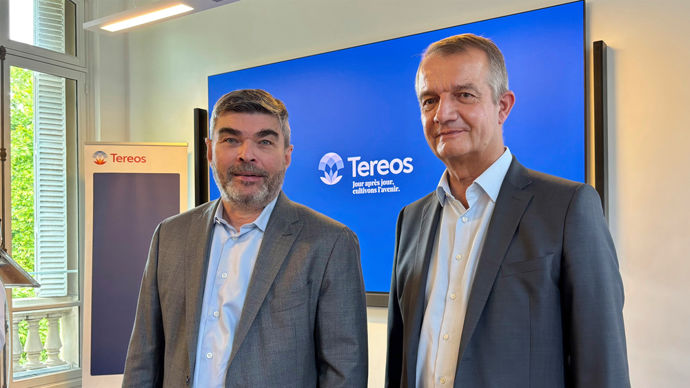 Olivier Leducq, directeur général, et Gérard Clay, président de Tereos, mercredi 28 mai, à Paris.