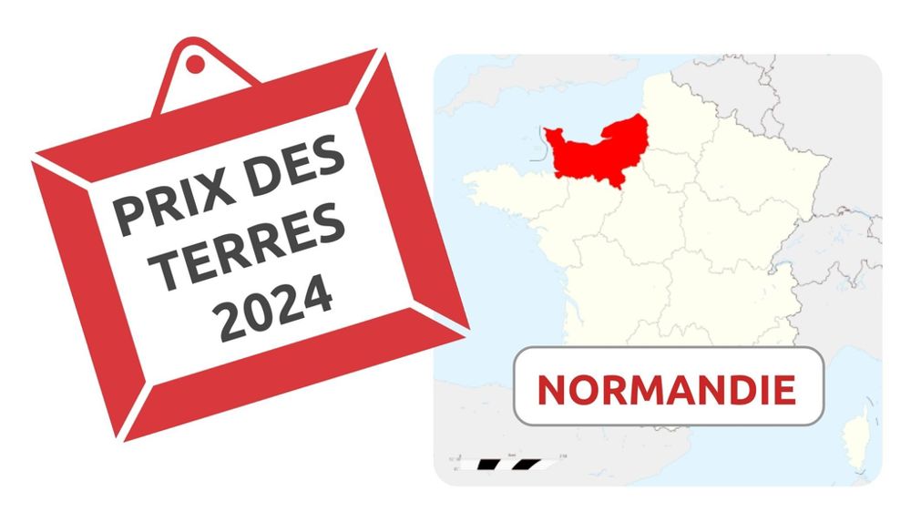 Le prix moyen des terres libres s'élève à 9 340 ha en Normandie.