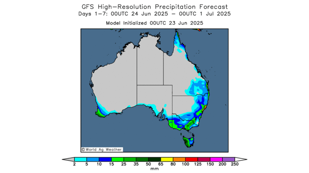 Les apports pluvieux annoncés en Australie restent insuffisants.