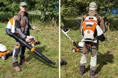&nbsp;Le souffleur BRA 600 est bien &eacute;tudi&eacute; d'un point de vue ergonomique. Sa turbine est positionn&eacute;e &agrave; l&rsquo;arri&egrave;re. (&copy;Mat&eacute;riel et Paysage)