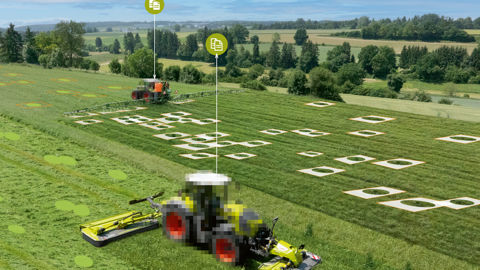 La carte de position des Rumex est crée pendant la fauche. Elle est envoyée au pulvérisateur pour qu'il ne traite que les zones infestées.