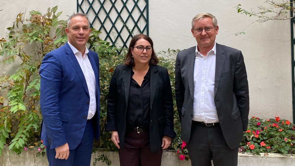 De gauche à droite : Olivier Paul, président de l'UFS, Rachel Blumel, directrice générale, Rémi Bastien, vice-président, mercredi 5 novembre à Paris.