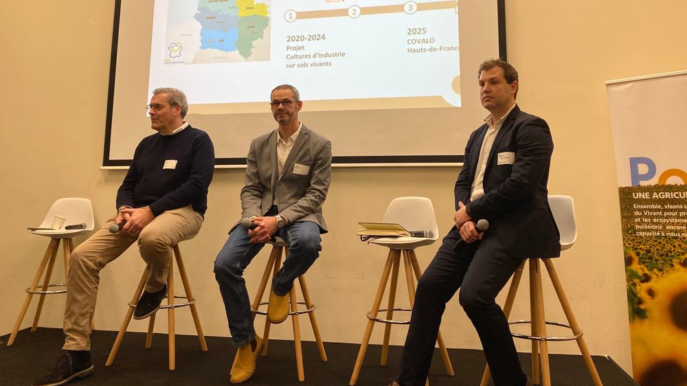 De gauche à droite : Jérôme Hary, adhérent chez Tereos, Philippe Touchais, directeur innovation et filières chez Unéal, et Bruno Ben said, responsable mondial des matières premières chez Roquette.