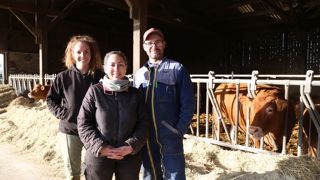 « Le méteil représente 40 % de la ration des vaches à l'engraissement, indiquent Lucie Blanc, Elise Bachellerie et Aurélien Propin. Le reste est constitué de 40 % de maïs sec broyé et 20 % de foin de luzerne. »