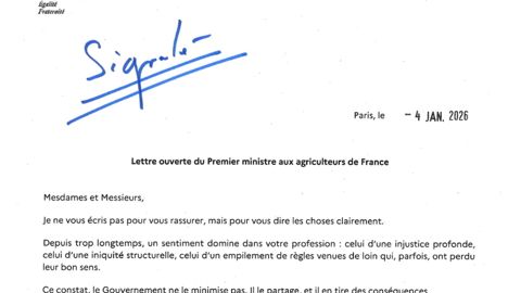 Dans une lettre ouverte diffusée ce week-end, le gouvernement a multiplié les promesses avant de recevoir les syndicats agricoles lundi 5 et mardi 6 janvier.