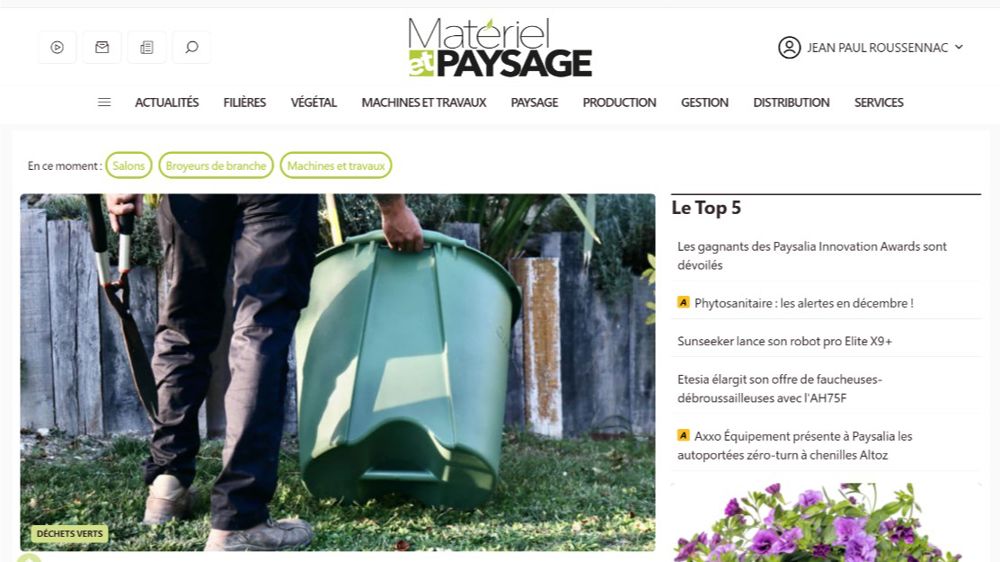 La page d'accueil du nouveau site web avec les nouvelles rubriques.