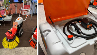 Le nouveau Weedee Pro de Terrazza avec son moteur Stihl et ses deux blocs batterie AP 500 S (photo de gauche) et la cuve Easy Mobil 440 APready de Cemo, alimentée par une batterie Stihl AP.