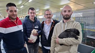 Les associés de la SCEA de gauche à droite : Maxime Gibert, Florian Bailly, Olivier Quinter et Francis Forest. Deux d’entre eux sont des anciens salariés de l’élevage.