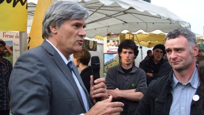 Stéphane Le Foll et Laurent Pinatel, prote parole de la Confédérationn paysanne.