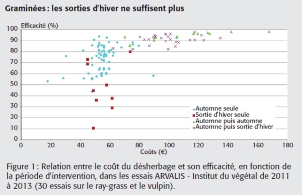 Comparaison efficacité/coût des différents types de programme de désherbage des céréales.