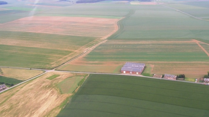 Vue aérienne des parcelles agricoles