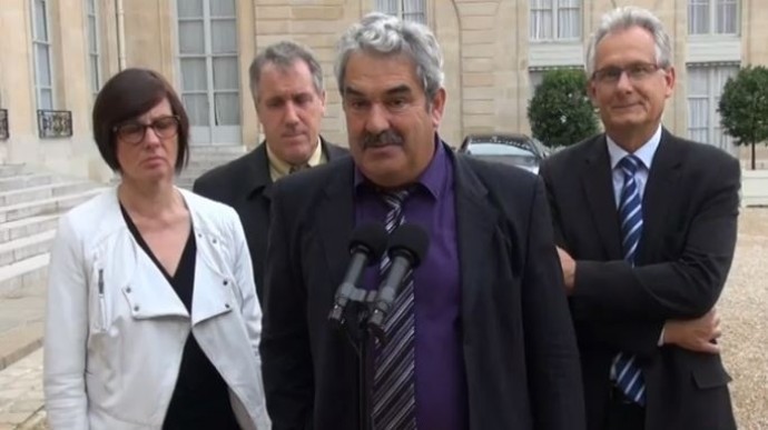 Les représentants du Modef sur le perron de l'Elysée le 21 octobre 2013