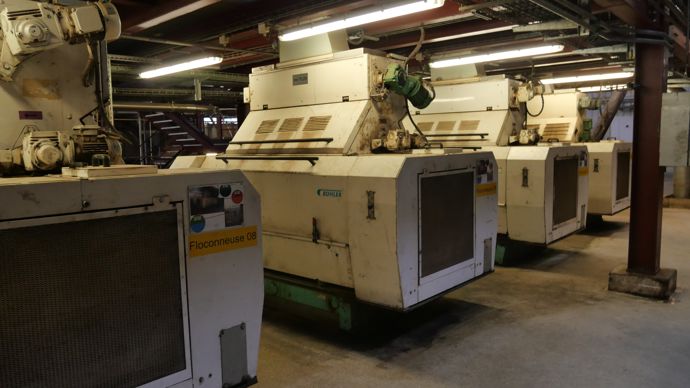  - Après nettoyage et criblage, les graines sont transformées en flocons à raison de 130 t/h : préalablement chauffées à 50°C, elles sont aplaties.