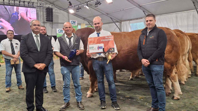 Le Gaec Camus Père et Fils situé en Haute-Vienne repart gagnant du prix d'ensemble du concours national limousin 2025.
