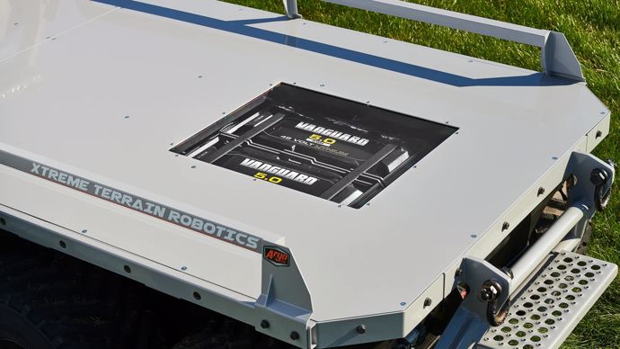 Détail des batteries Vanguard en 48 V utilisées pour alimenter le véhicule Argo.